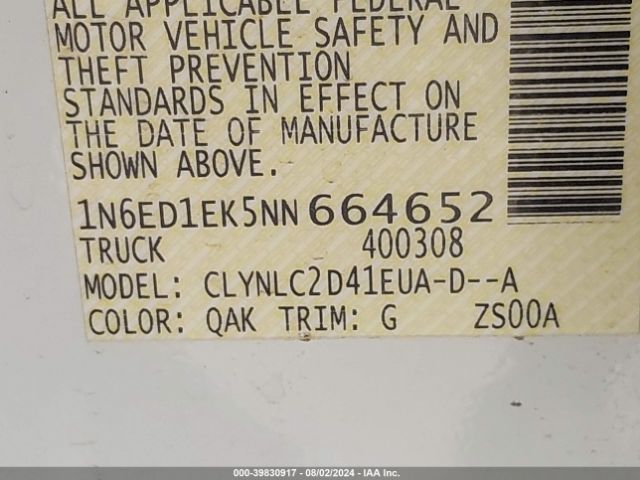 Photo 8 VIN: 1N6ED1EK5NN664652 - NISSAN FRONTIER 