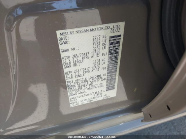 Photo 8 VIN: 1N6ED1EK5NN676171 - NISSAN FRONTIER 