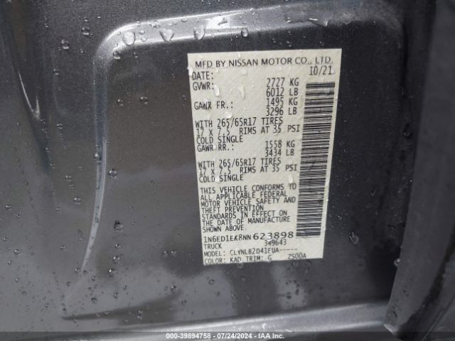 Photo 8 VIN: 1N6ED1EK8NN623898 - NISSAN FRONTIER 