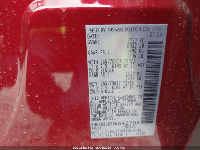 Photo 8 VIN: 1N6ED1EK9RN642708 - NISSAN FRONTIER 