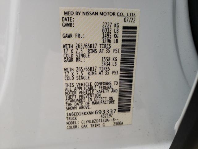 Photo 12 VIN: 1N6ED1EKXNN693337 - NISSAN FRONTIER S 