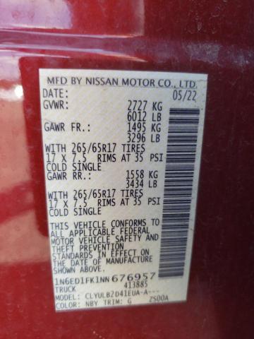 Photo 11 VIN: 1N6ED1FK1NN676957 - NISSAN FRONTIER 