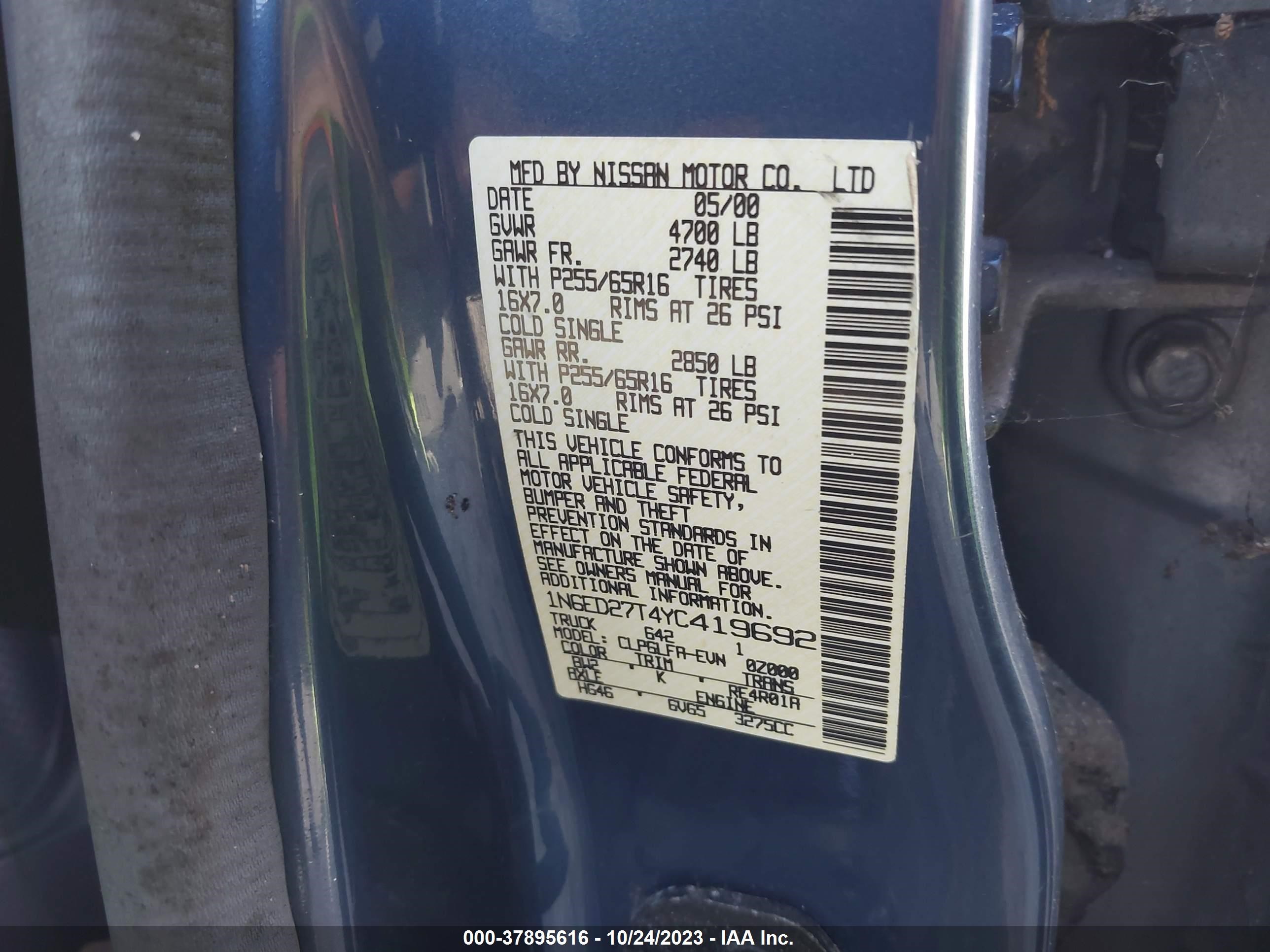 Photo 8 VIN: 1N6ED27T4YC419692 - NISSAN NAVARA (FRONTIER) 