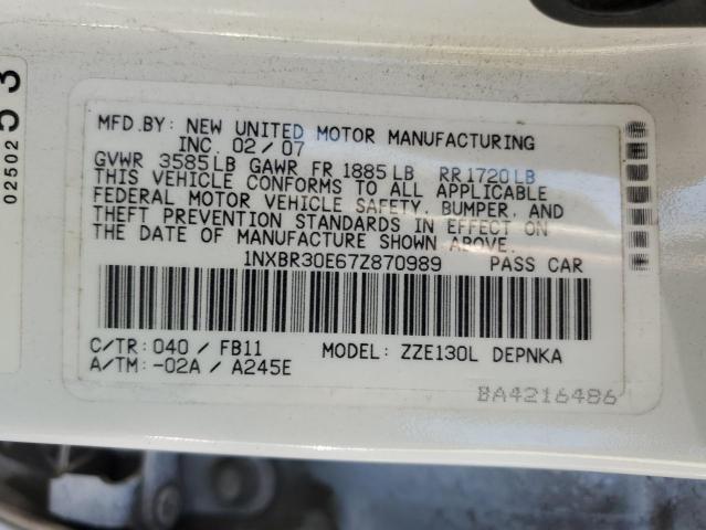 Photo 12 VIN: 1NXBR30E67Z870989 - TOYOTA COROLLA 