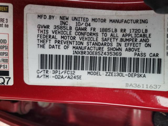 Photo 11 VIN: 1NXBR30E85Z435369 - TOYOTA COROLLA 