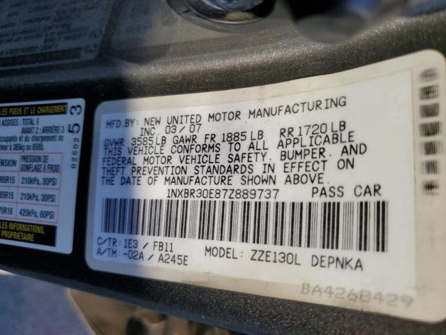 Photo 12 VIN: 1NXBR30E87Z889737 - TOYOTA COROLLA CE 