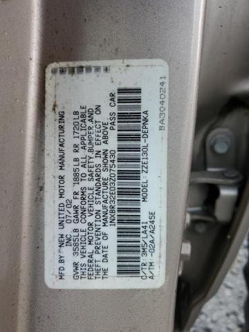 Photo 12 VIN: 1NXBR32E03Z075430 - TOYOTA COROLLA CE 