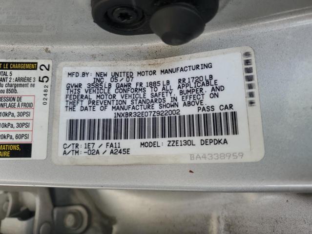 Photo 12 VIN: 1NXBR32E07Z922002 - TOYOTA COROLLA 