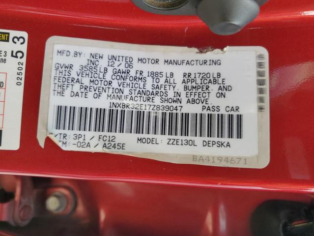 Photo 12 VIN: 1NXBR32E17Z839047 - TOYOTA COROLLA 