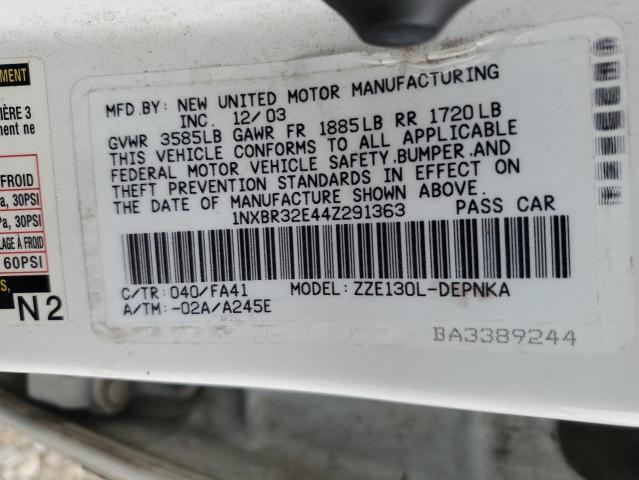 Photo 12 VIN: 1NXBR32E44Z291363 - TOYOTA COROLLA 