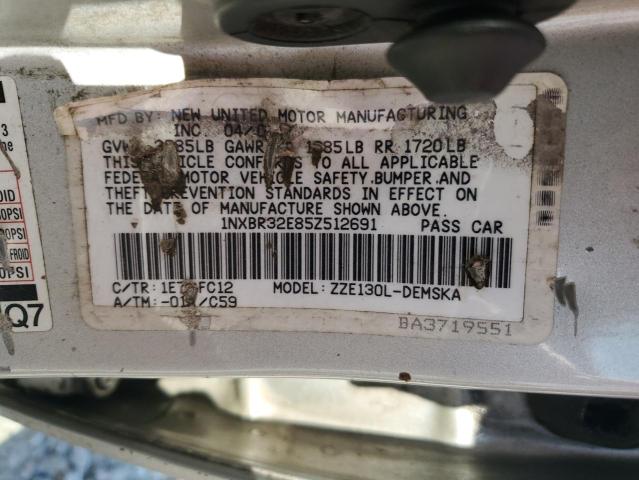 Photo 12 VIN: 1NXBR32E85Z512691 - TOYOTA COROLLA 