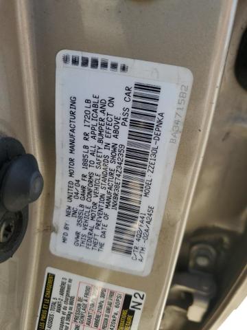 Photo 12 VIN: 1NXBR38E74Z342359 - TOYOTA COROLLA 