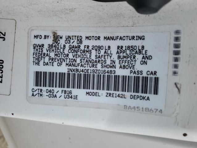 Photo 12 VIN: 1NXBU40E19Z016483 - TOYOTA COROLLA 