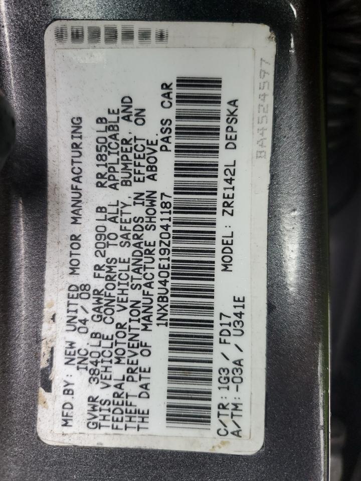 Photo 11 VIN: 1NXBU40E19Z041187 - TOYOTA COROLLA 