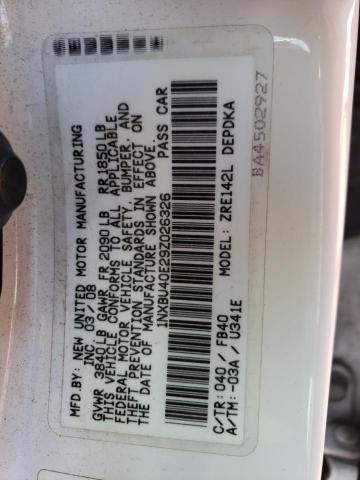 Photo 11 VIN: 1NXBU40E29Z026326 - TOYOTA COROLLA BA 