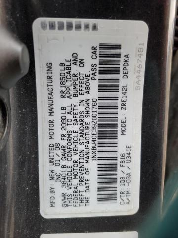 Photo 12 VIN: 1NXBU40E39Z001760 - TOYOTA COROLLA 