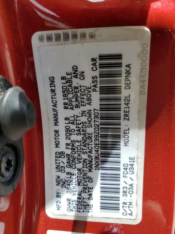 Photo 12 VIN: 1NXBU40E39Z027307 - TOYOTA COROLLA 