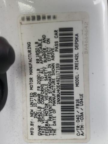 Photo 12 VIN: 1NXBU40E49Z117159 - TOYOTA COROLLA BA 