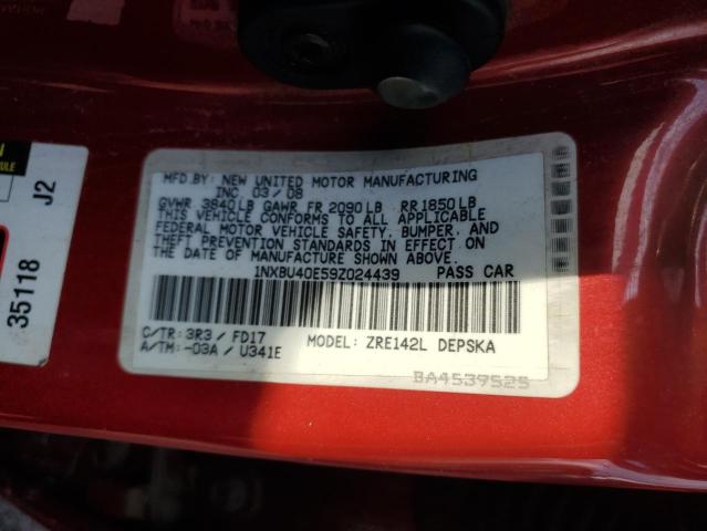 Photo 11 VIN: 1NXBU40E59Z024439 - TOYOTA COROLLA 