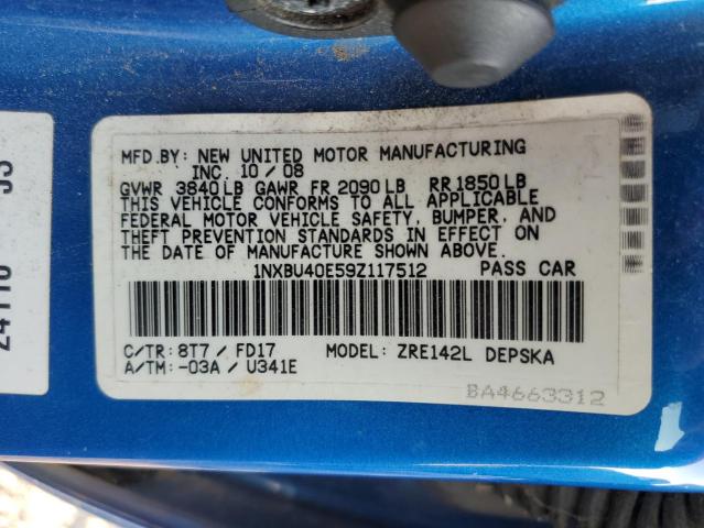 Photo 11 VIN: 1NXBU40E59Z117512 - TOYOTA COROLLA 