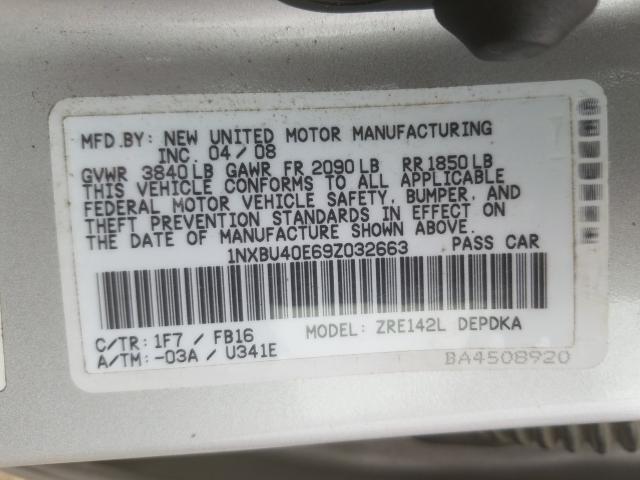 Photo 9 VIN: 1NXBU40E69Z032663 - TOYOTA COROLLA 