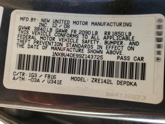 Photo 12 VIN: 1NXBU40E99Z143725 - TOYOTA COROLLA 