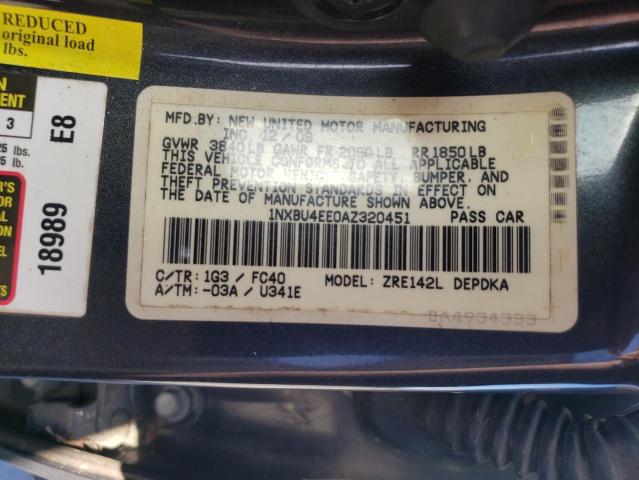 Photo 11 VIN: 1NXBU4EE0AZ320451 - TOYOTA COROLLA BA 