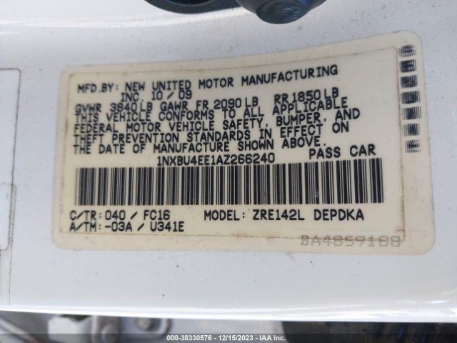 Photo 8 VIN: 1NXBU4EE1AZ266240 - TOYOTA COROLLA 