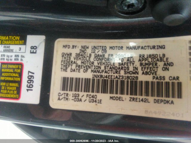 Photo 8 VIN: 1NXBU4EE1AZ318028 - TOYOTA COROLLA 