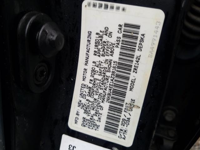 Photo 9 VIN: 1NXBU4EE1AZ381615 - TOYOTA COROLLA BA 