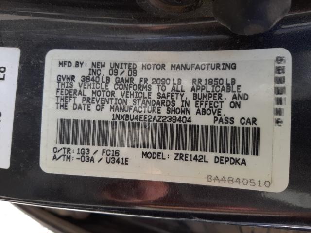 Photo 9 VIN: 1NXBU4EE2AZ239404 - TOYOTA COROLLA S 