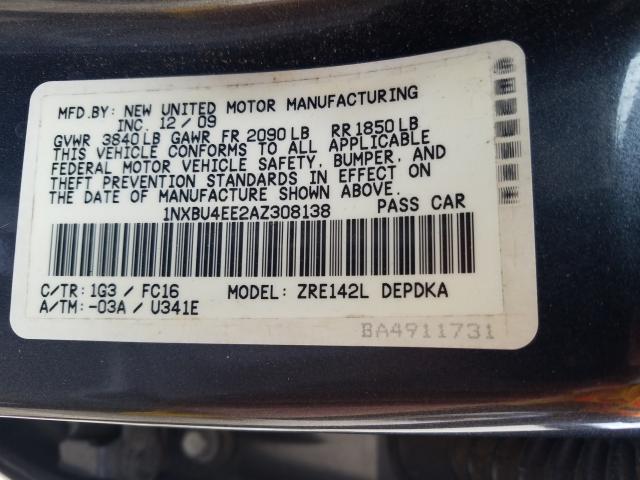 Photo 9 VIN: 1NXBU4EE2AZ308138 - TOYOTA COROLLA BA 