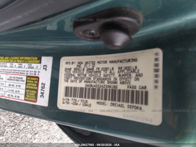 Photo 8 VIN: 1NXBU4EE2AZ336182 - TOYOTA COROLLA 