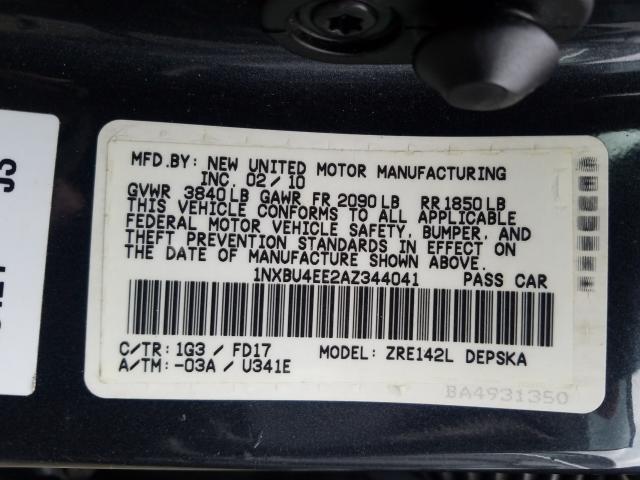 Photo 9 VIN: 1NXBU4EE2AZ344041 - TOYOTA COROLLA BA 