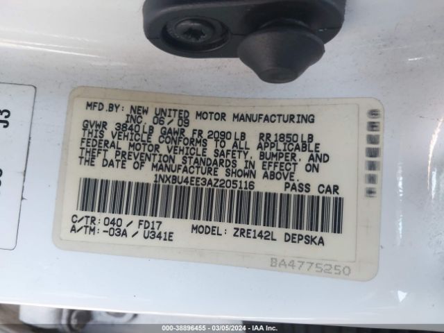 Photo 8 VIN: 1NXBU4EE3AZ205116 - TOYOTA COROLLA 