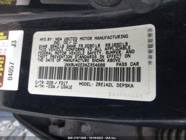 Photo 8 VIN: 1NXBU4EE3AZ354688 - TOYOTA COROLLA 