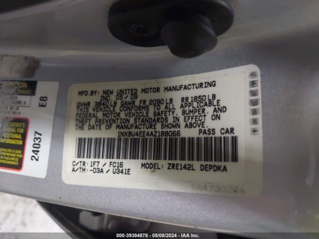 Photo 8 VIN: 1NXBU4EE4AZ188066 - TOYOTA COROLLA 