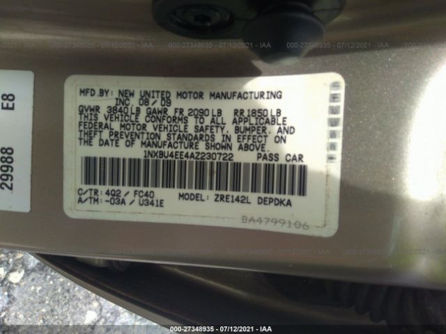 Photo 8 VIN: 1NXBU4EE4AZ230722 - TOYOTA COROLLA 