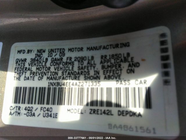 Photo 8 VIN: 1NXBU4EE4AZ271335 - TOYOTA COROLLA 