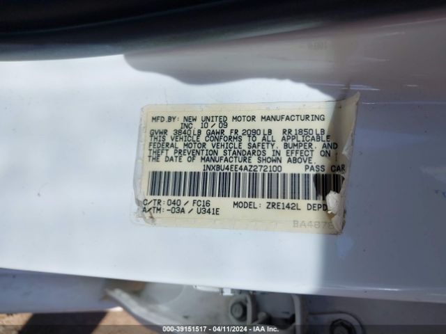 Photo 8 VIN: 1NXBU4EE4AZ272100 - TOYOTA COROLLA 