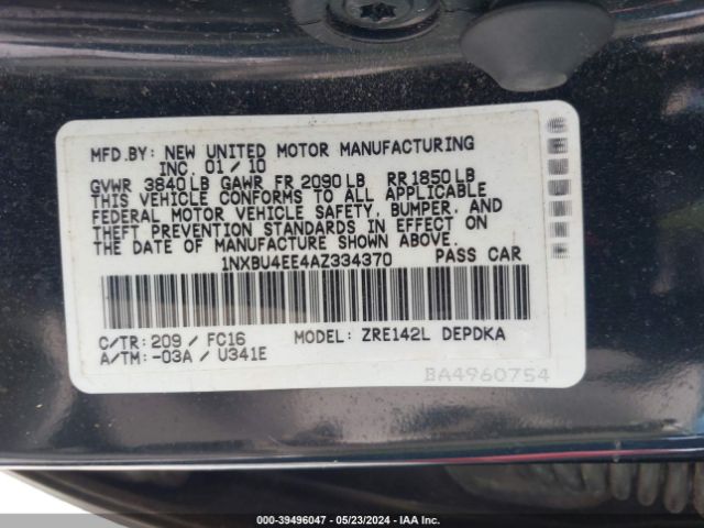 Photo 8 VIN: 1NXBU4EE4AZ334370 - TOYOTA COROLLA 