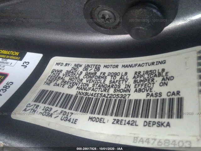 Photo 8 VIN: 1NXBU4EE5AZ205327 - TOYOTA COROLLA 