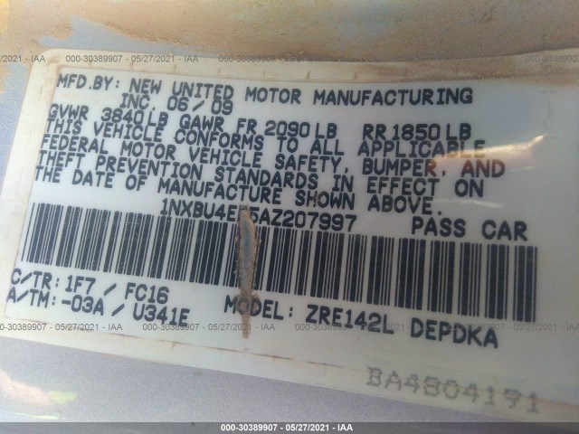 Photo 8 VIN: 1NXBU4EE5AZ207997 - TOYOTA COROLLA 