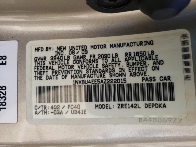 Photo 9 VIN: 1NXBU4EE5AZ222015 - TOYOTA COROLLA 