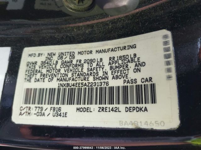 Photo 8 VIN: 1NXBU4EE5AZ231376 - TOYOTA COROLLA 