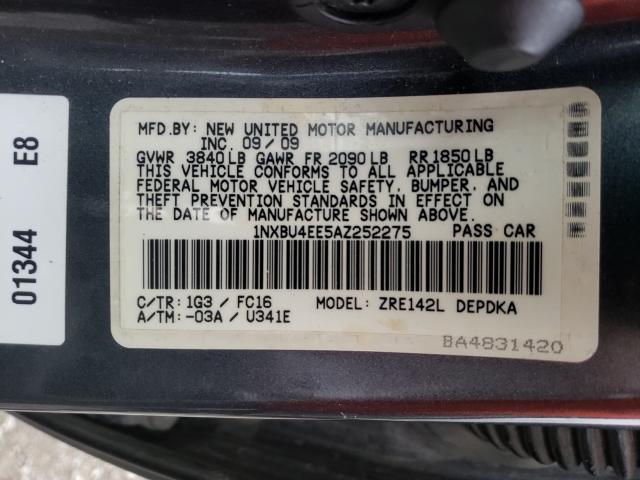 Photo 9 VIN: 1NXBU4EE5AZ252275 - TOYOTA COROLLA BA 