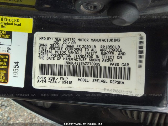 Photo 8 VIN: 1NXBU4EE5AZ270999 - TOYOTA COROLLA 