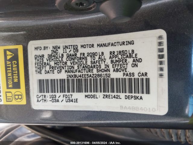 Photo 8 VIN: 1NXBU4EE5AZ286152 - TOYOTA COROLLA 