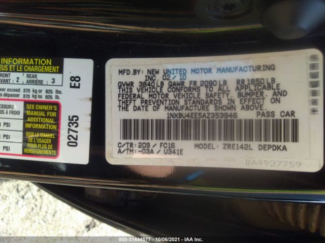 Photo 8 VIN: 1NXBU4EE5AZ353946 - TOYOTA COROLLA 