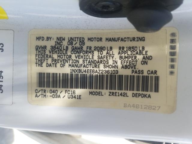 Photo 9 VIN: 1NXBU4EE6AZ236103 - TOYOTA COROLLA BA 